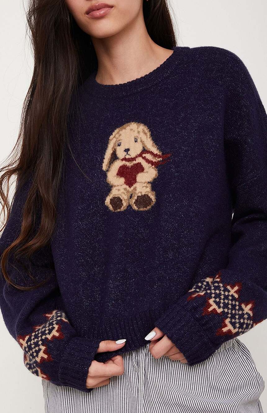 L.A. Hearts Ski Bunny Cropped Sweater Navy Blue Size S